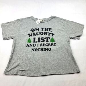 NWT Revive On the Naughty list cropped holiday Christmas tshirt